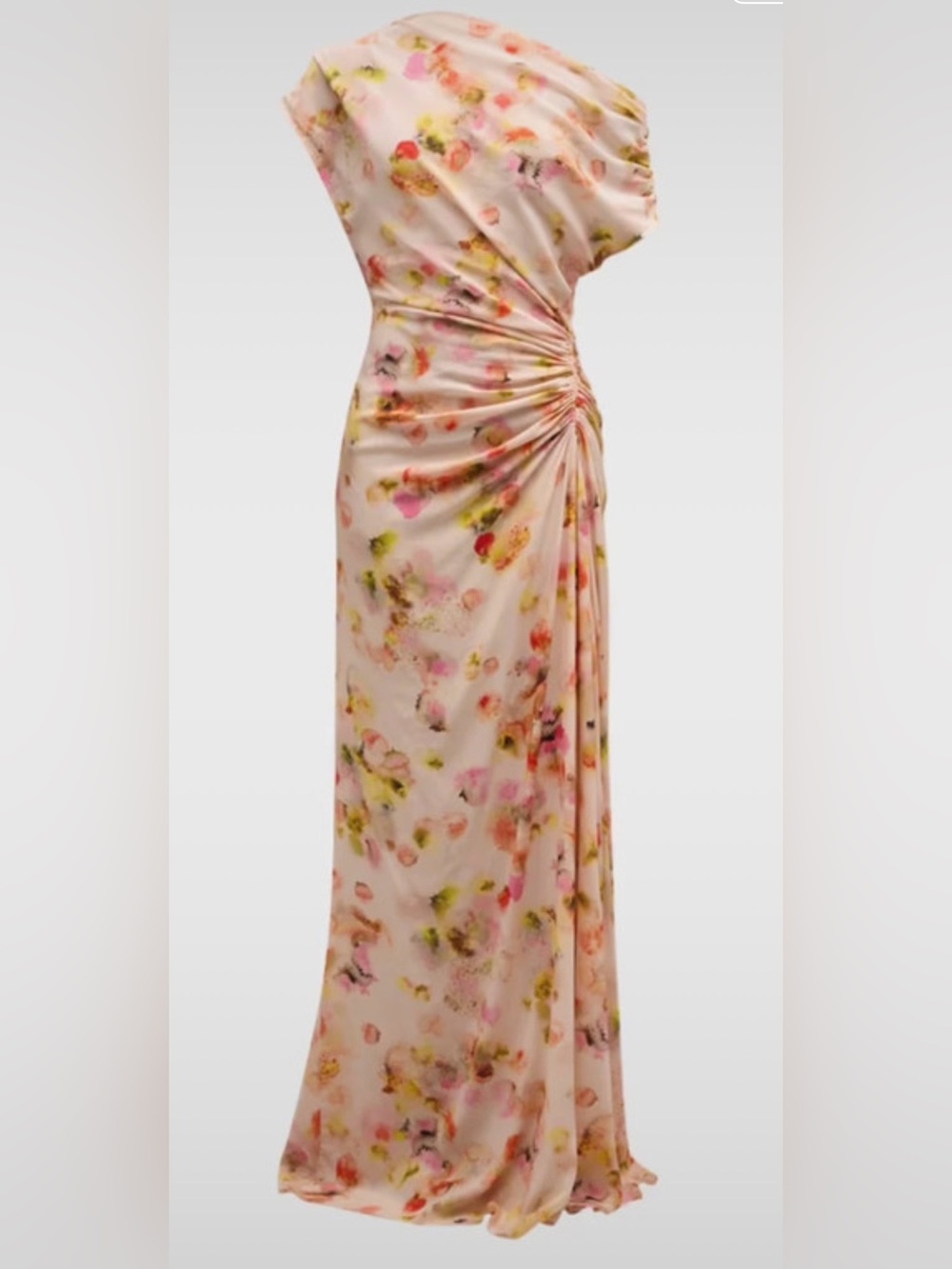 A.L.C. Blush Floral One-Shoulder Ruched Maxi Dress